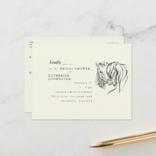 Postal Caballos Rústicos Crema nubladora Ducha de Novias