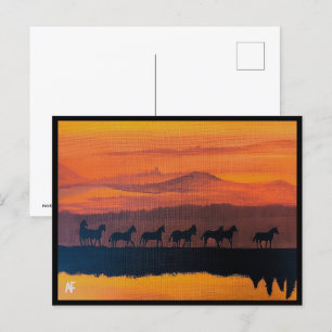 Postal Caballos salvajes de Montana Pintura de Alfred Fox