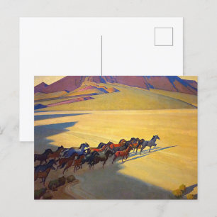 Postal Caballos salvajes de Nevada por Maynard Dixon