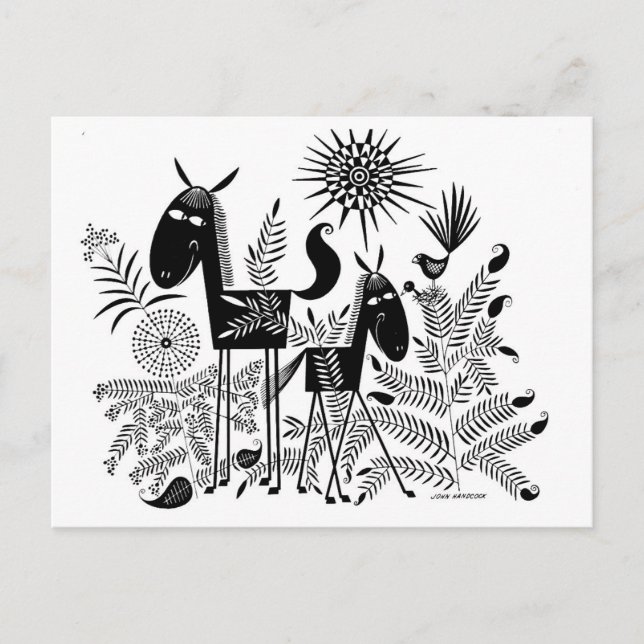 Postal Caballos sonrientes (Anverso)