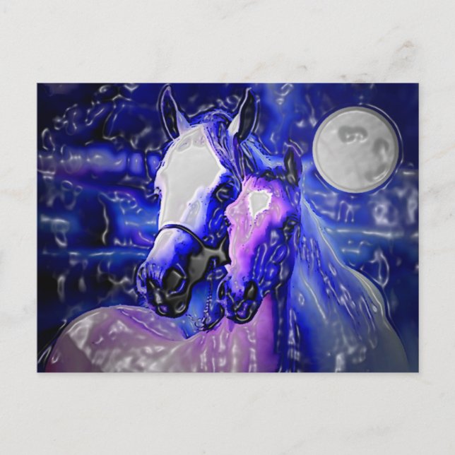 Postal Caballos y noche (Anverso)