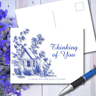 Postal Cabaña Botánica Azul Caprichosa Pensando en Ti