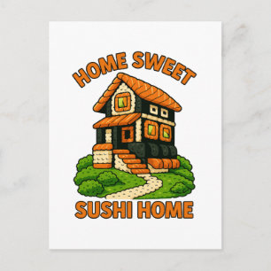 Postal Cabaña de comida de casa de sushi sinusal