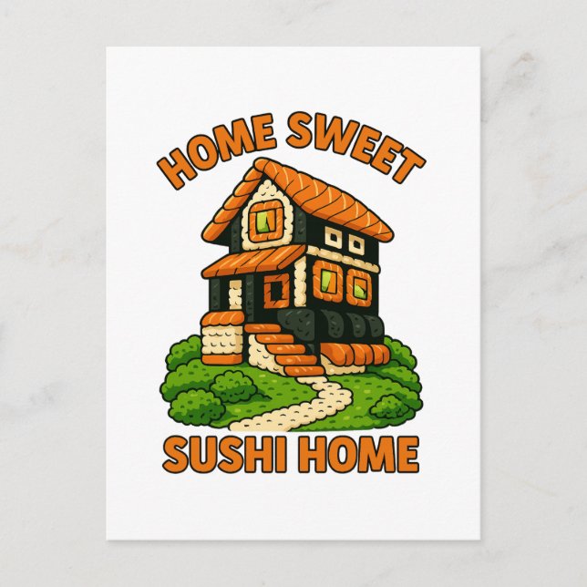 Postal Cabaña de comida de casa de sushi sinusal (Anverso)