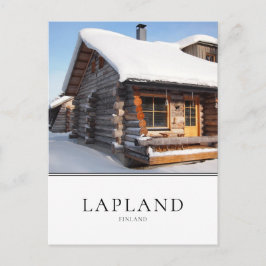 Postal Cabaña de madera nevada en Laponia, Finlandia