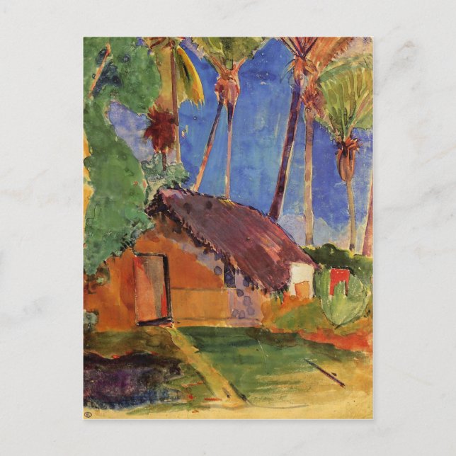Postal 'Cabaña de paja bajo palmas' - Paul Gauguin (Anverso)