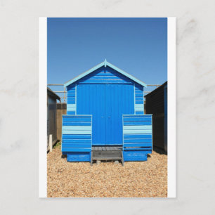 Postal cabaña de playa azul