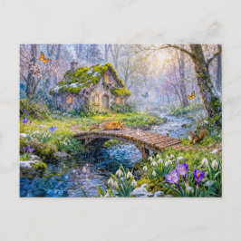 Postal Cabaña de primavera junto al arroyo del bosque