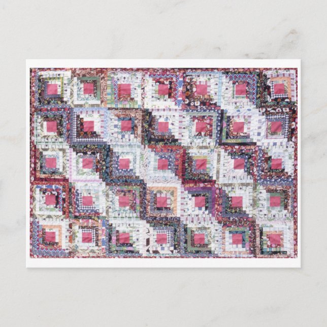 Postal cabaña de registro del tejido de tejido de retazo  (Anverso)