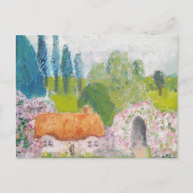 Postal Cabaña de rosa con paja (Anverso)