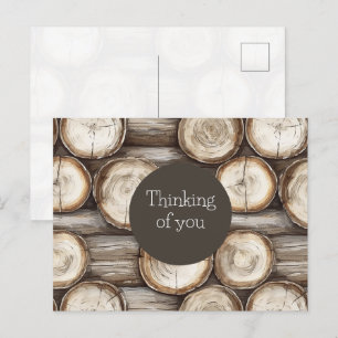 Postal Cabaña de troncos de madera Pensando en ti
