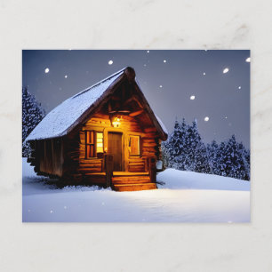 Postal Cabaña Mágica de Medianoche de Invierno