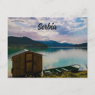 Postal Cabaña y Barco en el Lago Zavoj Serbia