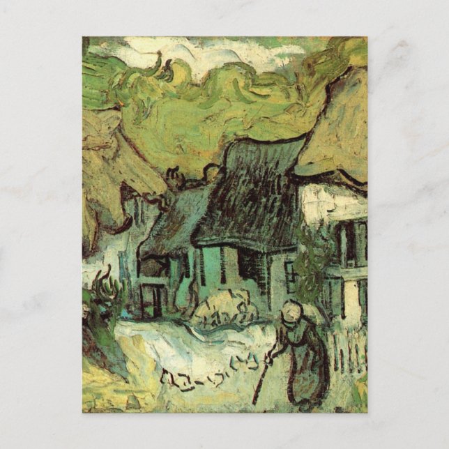 Postal Cabañas de paja en Jorgus por Vincent van Gogh (Anverso)