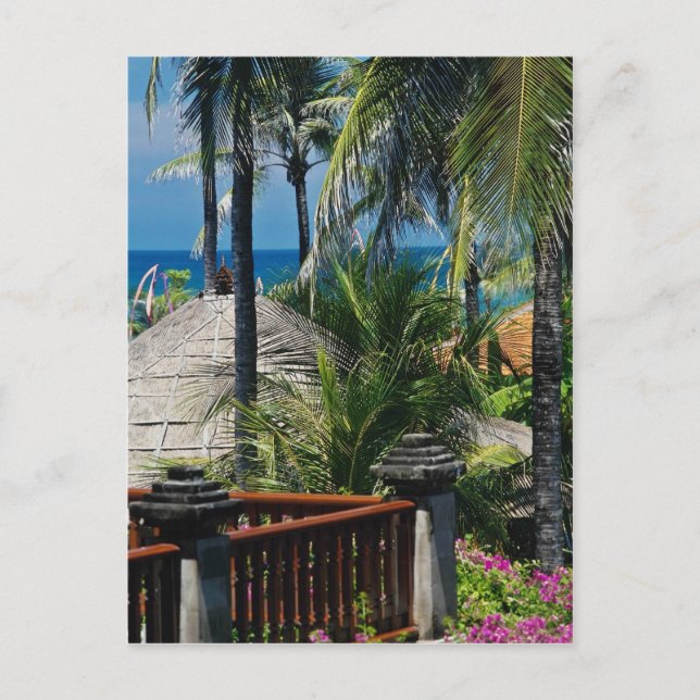 Postal Cabañas de paja roja cerca de la playa, Nusa Dua,  (Anverso)