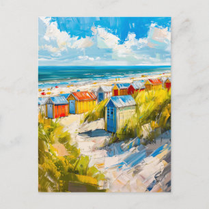 Postal Cabañas de Playa junto al Mar en Holanda Pintura