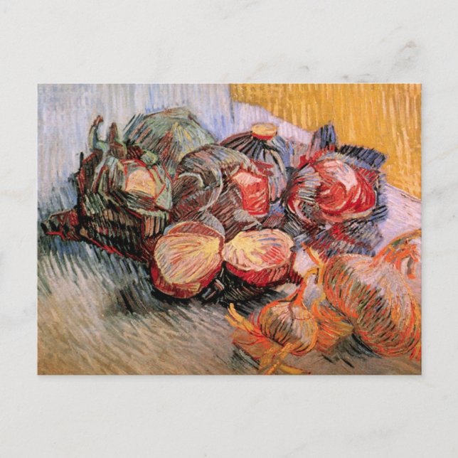 Postal Cabañas rojas y cebollas de Vincent van Gogh (Anverso)