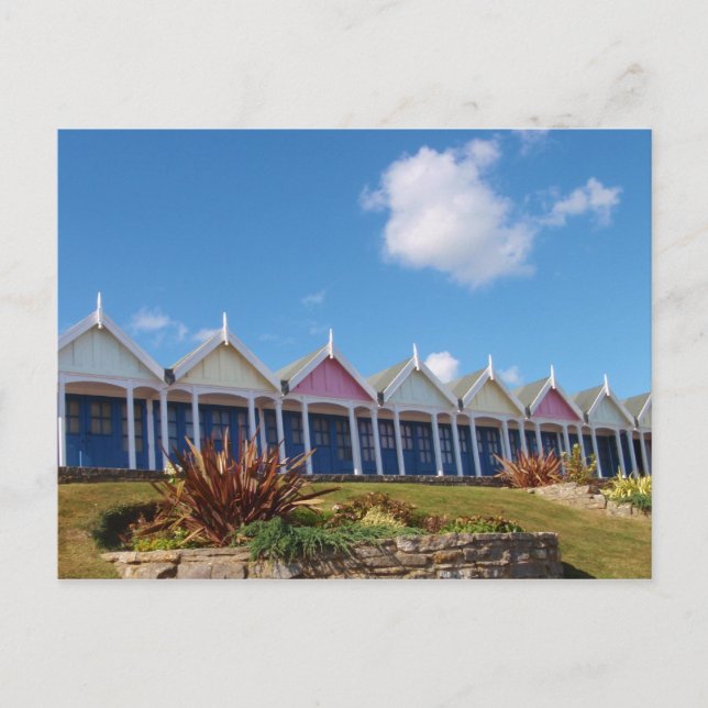 Postal Cabañas tradicionales de la playa británica (Anverso)