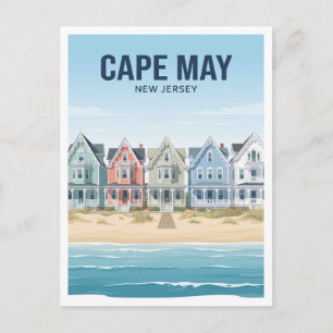 Postal Cabañas Victorianas Frente a la Playa Cape May Nue