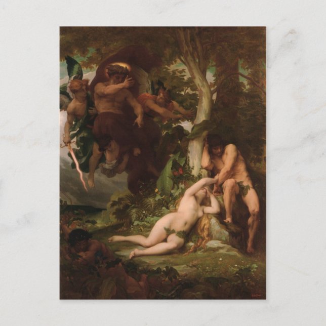 Postal Cabanel La expulsión de Adán y Eva del Gar (Anverso)