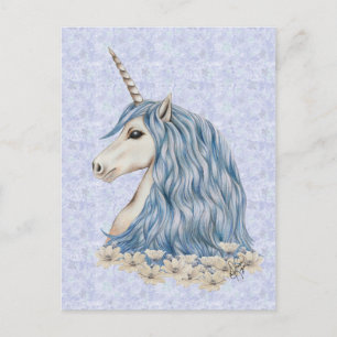 Postal Cabello azul de unicornio
