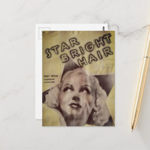 Postal Cabello Brillante Anuncio Retro