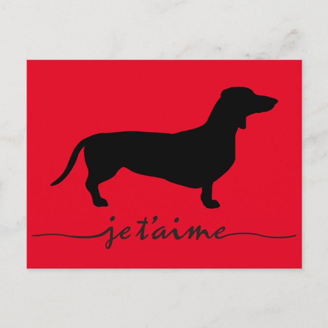 Postal Cabello corto de Dachshund - Silhouette 1 (Anverso)