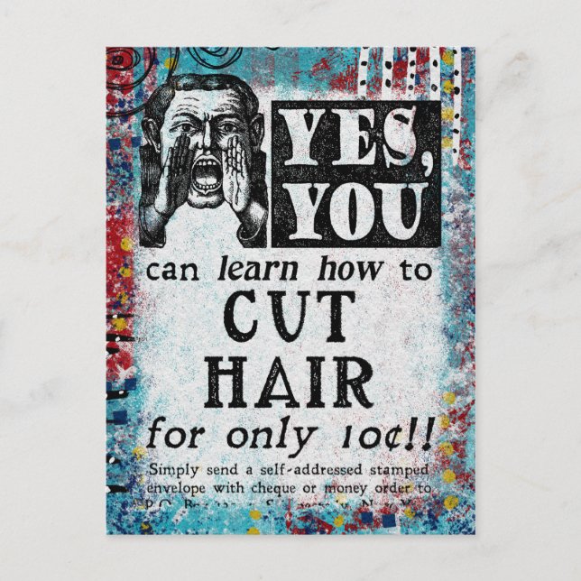 Postal Cabello de corte - Funny anuncio de cosecha (Anverso)