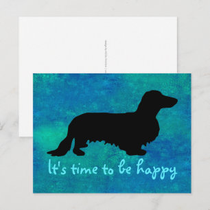 Postal Cabello largo de Dachshund - Silhouette 1