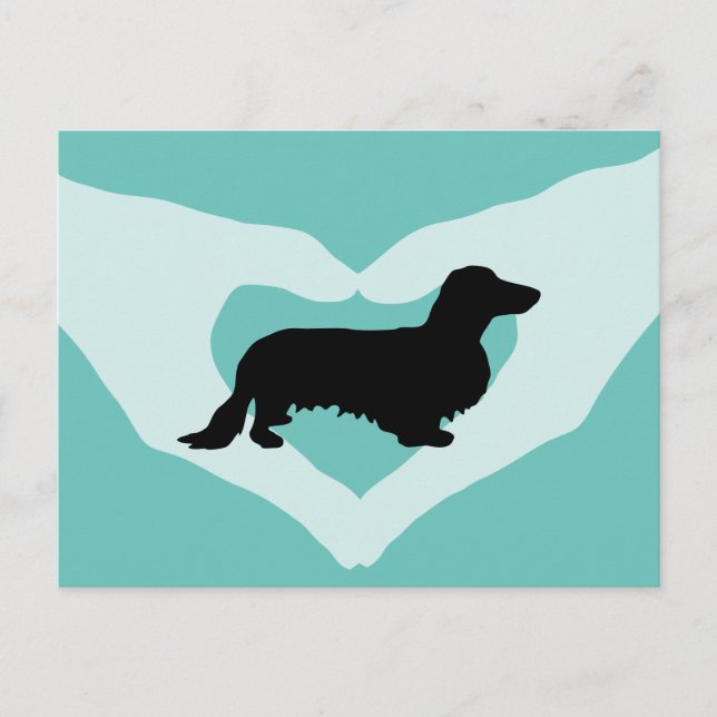 Postal Cabello largo de Dachshund - Silhouette 1 (Anverso)