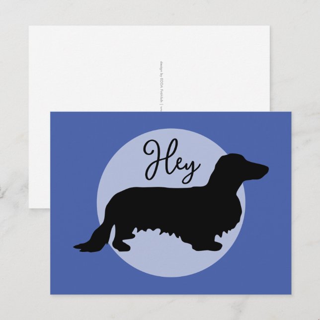 Postal Cabello largo de Dachshund - Silhouette 1 (Anverso / Reverso)