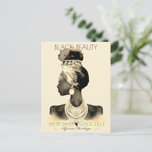 POSTAL CABELLO NATURAL DE LA REINA AFRICANA (Anverso de pie)