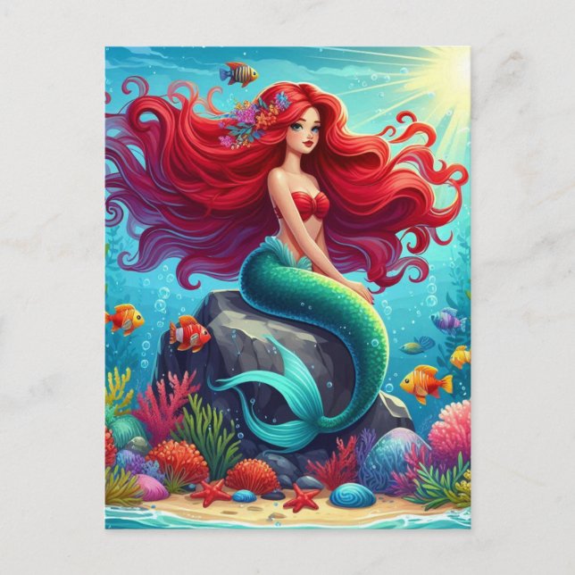 Postal Cabello rojo de la sirena (Anverso)
