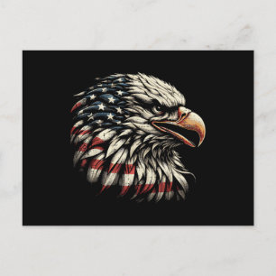 Postal Cabeza de águila calva bandera americana USA Patri