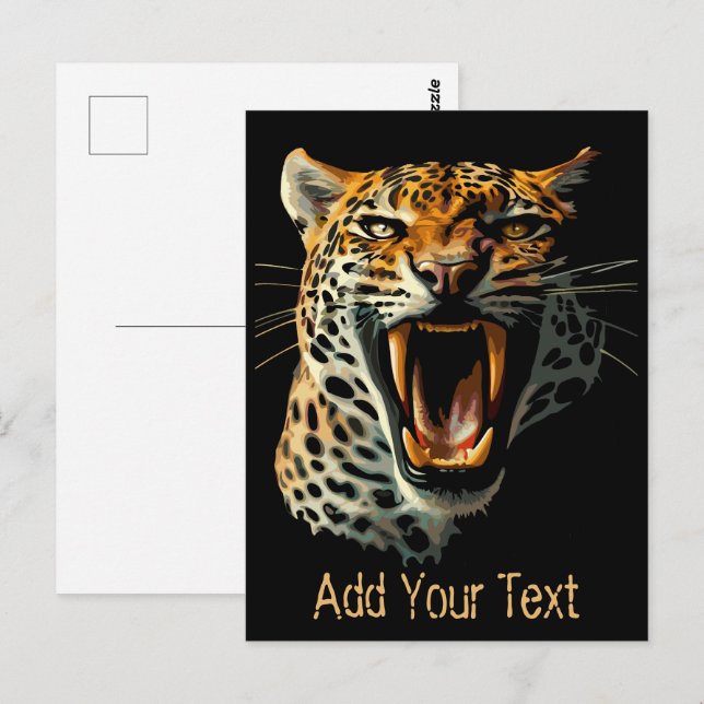 Postal Cabeza de ataque ruidosa de leopardo (Anverso / Reverso)