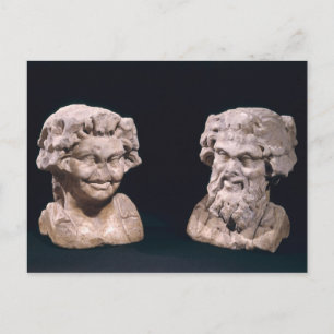 Postal Cabeza de Bacchus y satyr de un pilar hermático