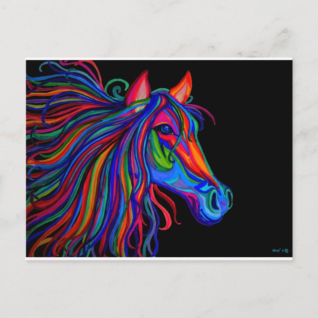 Postal cabeza de caballo arco iris (Anverso)