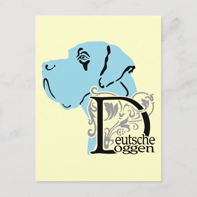 Postal Cabeza de Doggen Alemanes Texto D (Anverso)
