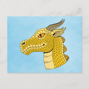 Postal Cabeza de dragón dorado en perfil