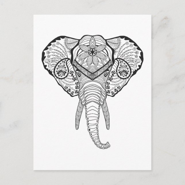 Postal Cabeza de elefante inspirada (Anverso)