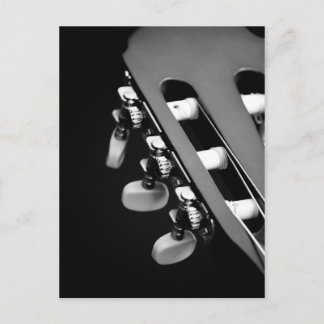 Postal Cabeza de guitarra acústica negra y blanca