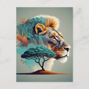 Postal Cabeza de león de Safari Africano