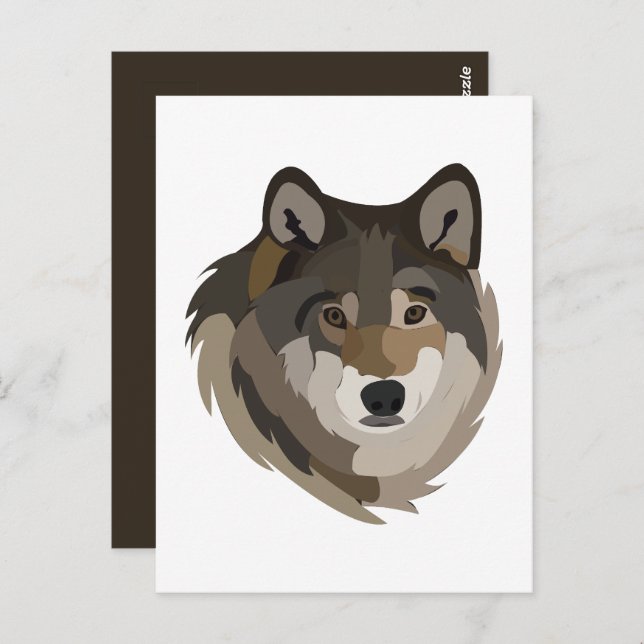 Postal Cabeza de lobo Animal Gray Wilf Wolf (Anverso / Reverso)