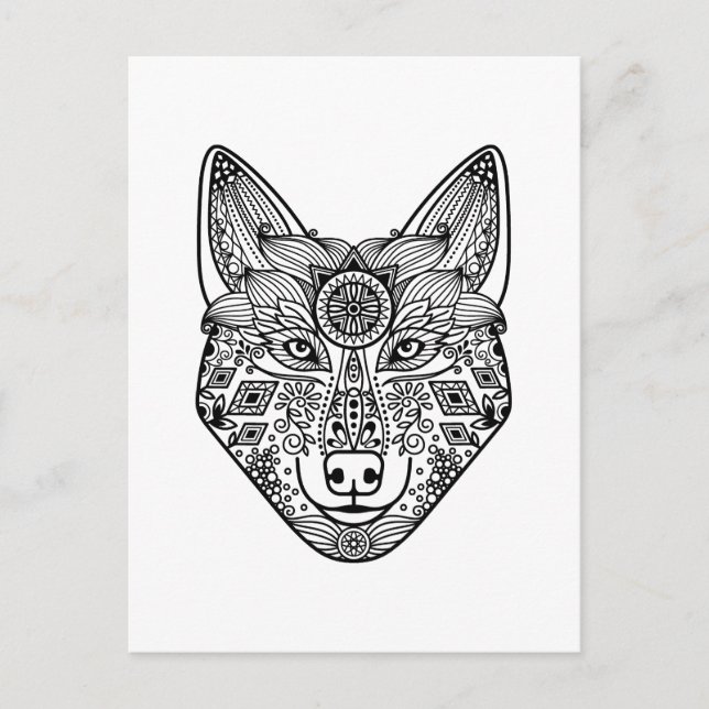 Postal Cabeza de lobo inspirada (Anverso)