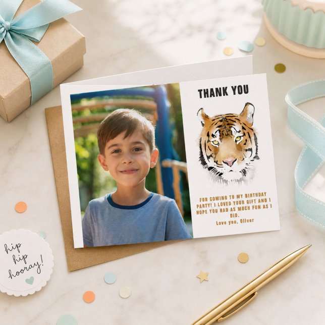 Postal Cabeza de Tigre Agradecimiento de Cumpleaños con F (Subido por el creador)