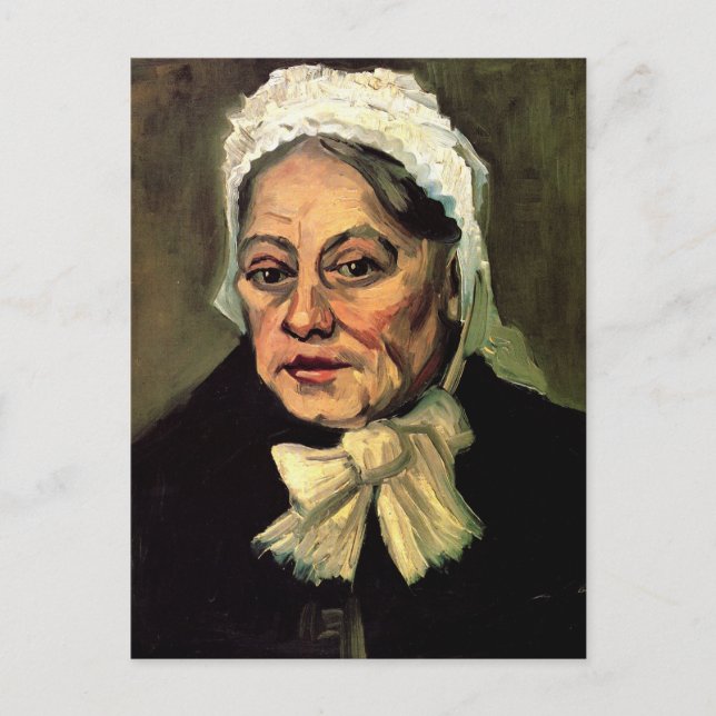 Postal Cabeza de una anciana con gorro blanco por Vincent (Anverso)