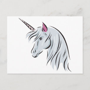 Postal cabeza de unicornio blanco
