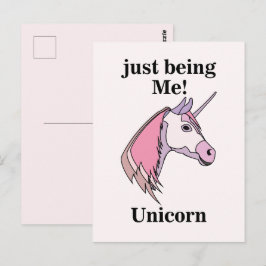 Postal Cabeza de Unicornio Rosa Púrpura