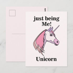 Postal Cabeza de Unicornio Rosa Púrpura