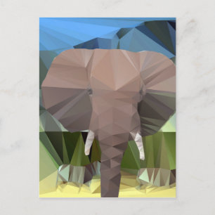 Postal Cabeza elefante Tema africano bajo polo